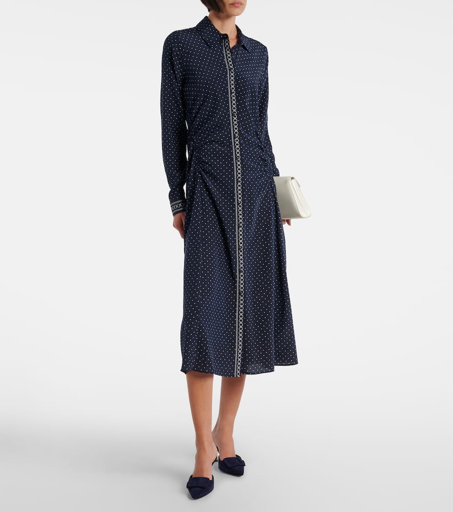 Lex polka-dot silk-blend shirt dress