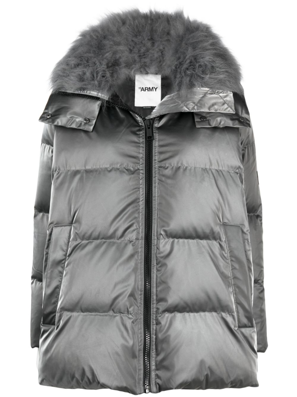 Hooded quilted down jacket - Neutrals