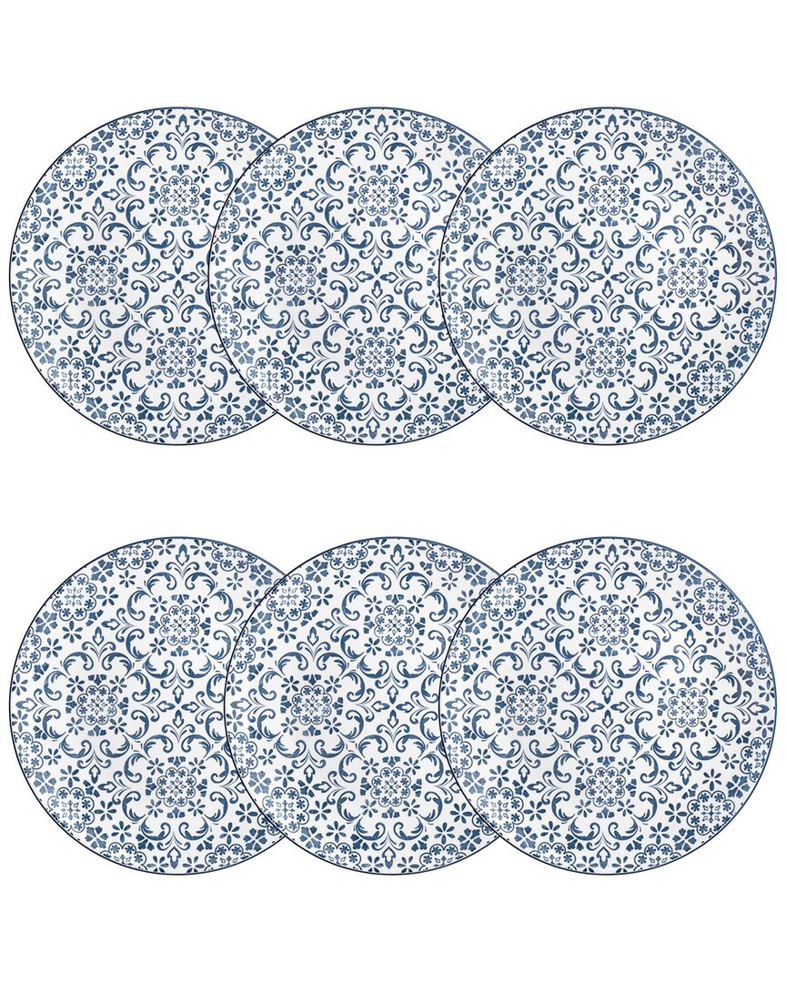 Set Of 6 Mediterranean Blue Dinner Plates