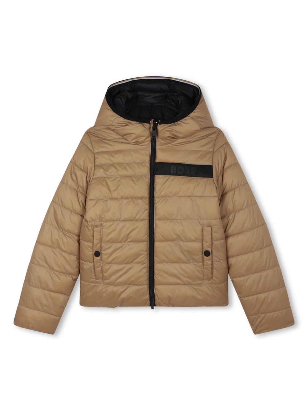 Logo-appliqué reversible padded jacket - Neutrals
