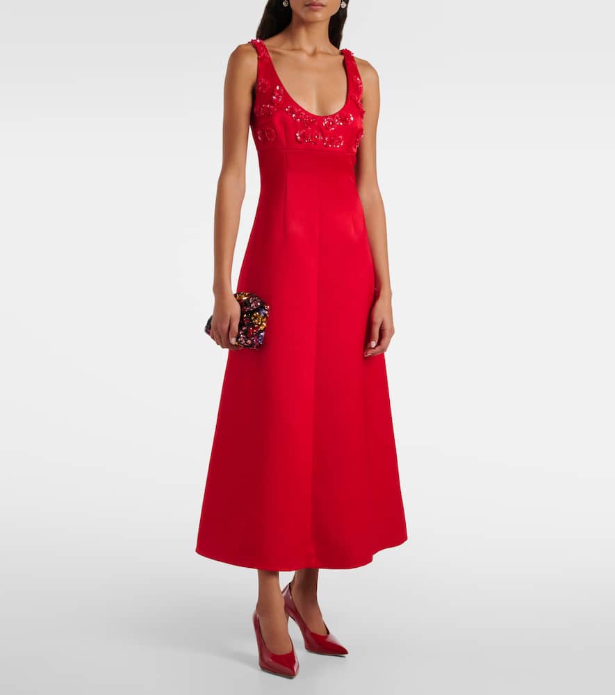 Abella embellished satin midi dress