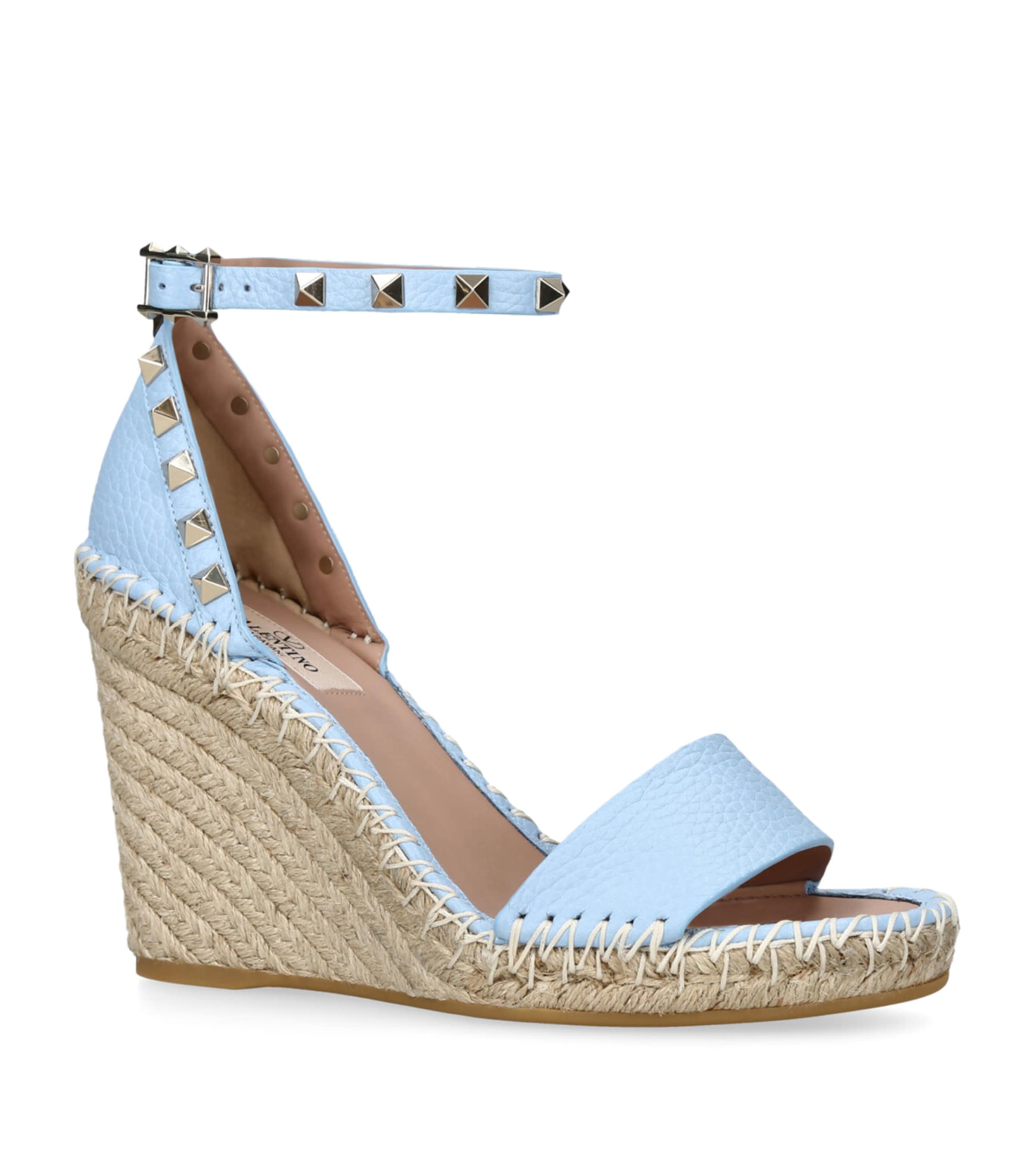 Leather Rockstud Espadrille Wedges 105