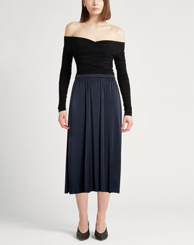 Forte_forte Woman Midi skirt Midnight blue Size 2 Silk, Elastane