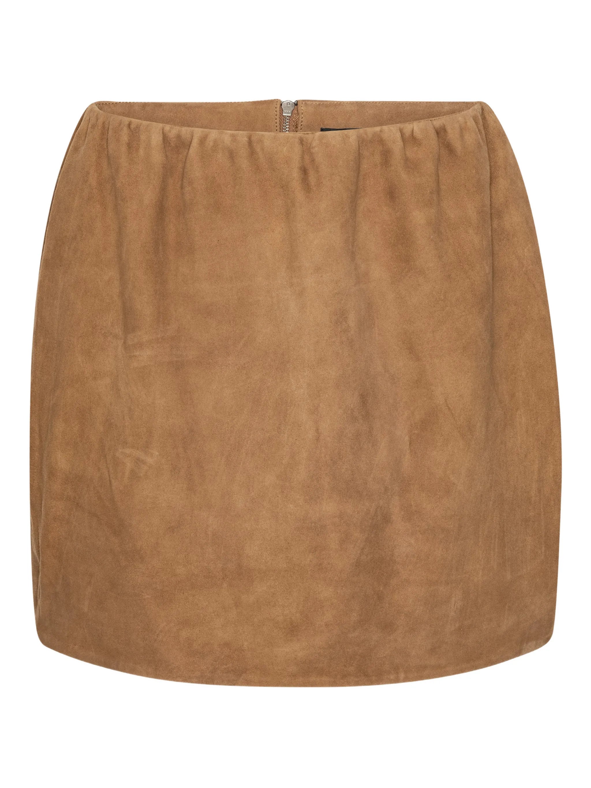 Suede Mini Skirt with Zip Fastening