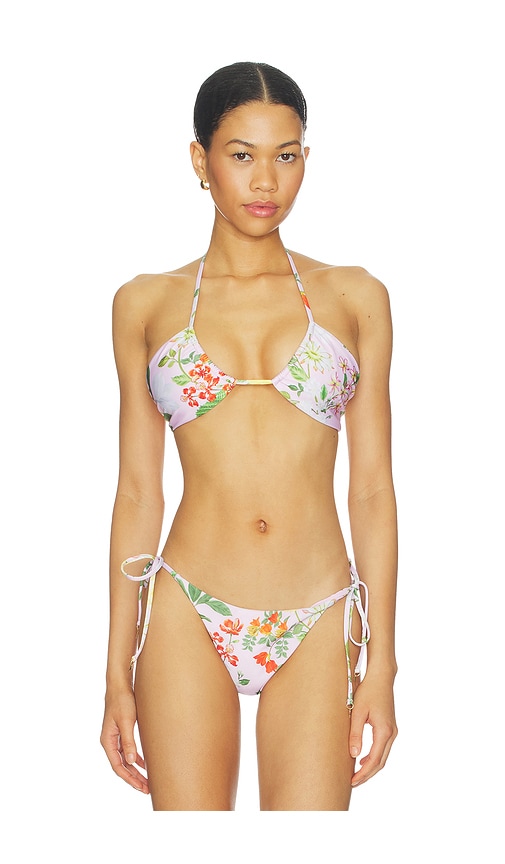 Verandah Plunge Tie-back Bikini Top in Multi. - L also in M, S
