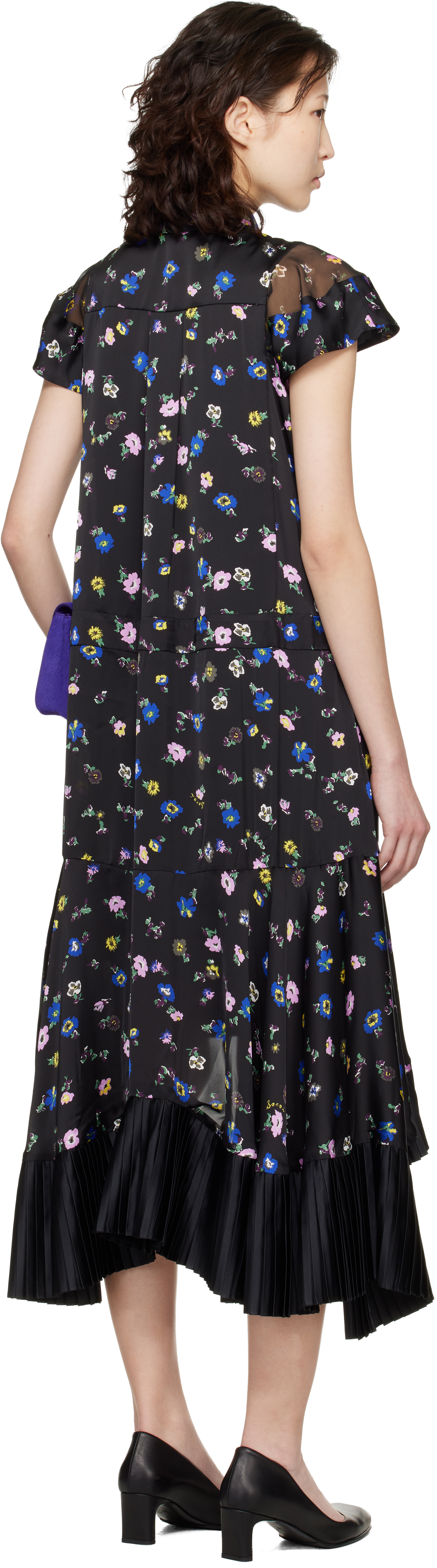 Black Floral Printed Midi Dress