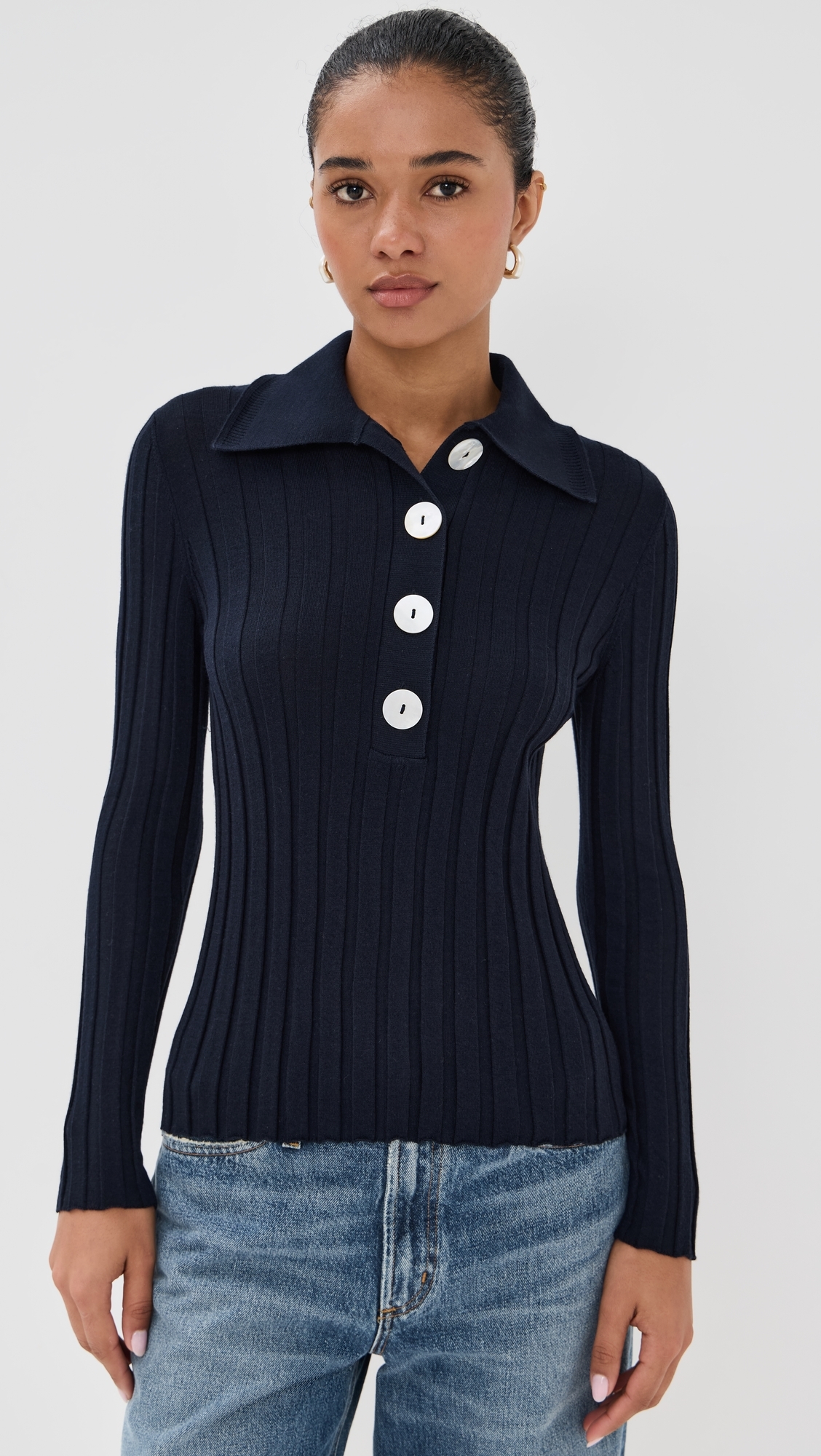 Sugarman Knit Long Sleeve Polo Navy