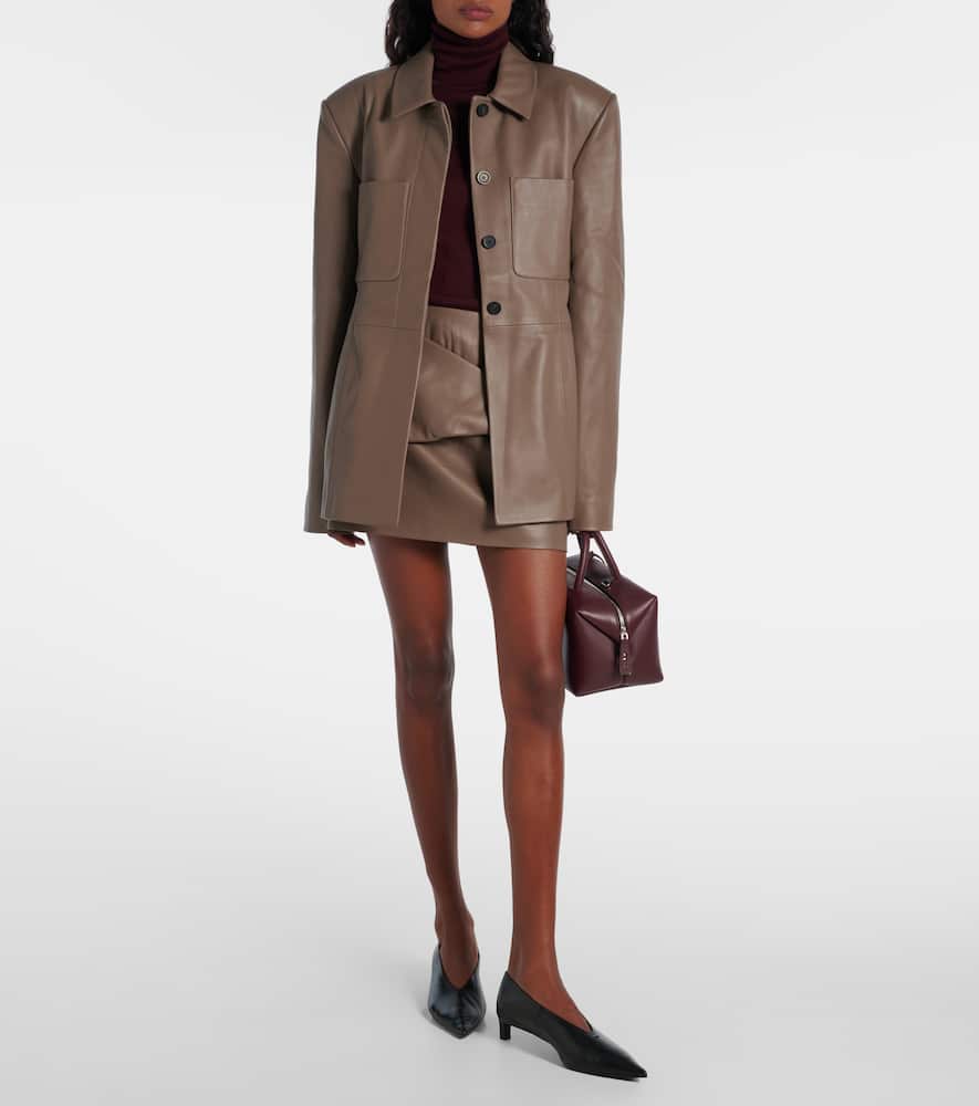 Liss pleated leather miniskirt