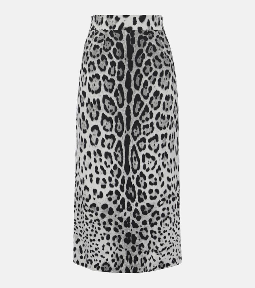 Leopard-print silk-blend pencil skirt