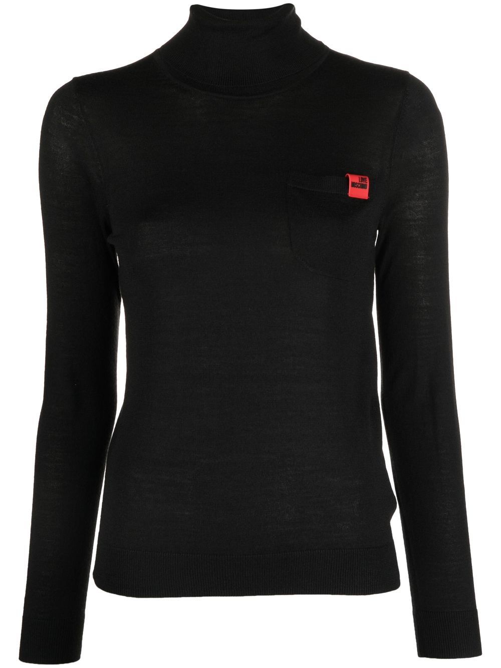 Logo-patch high neck jumper - Black