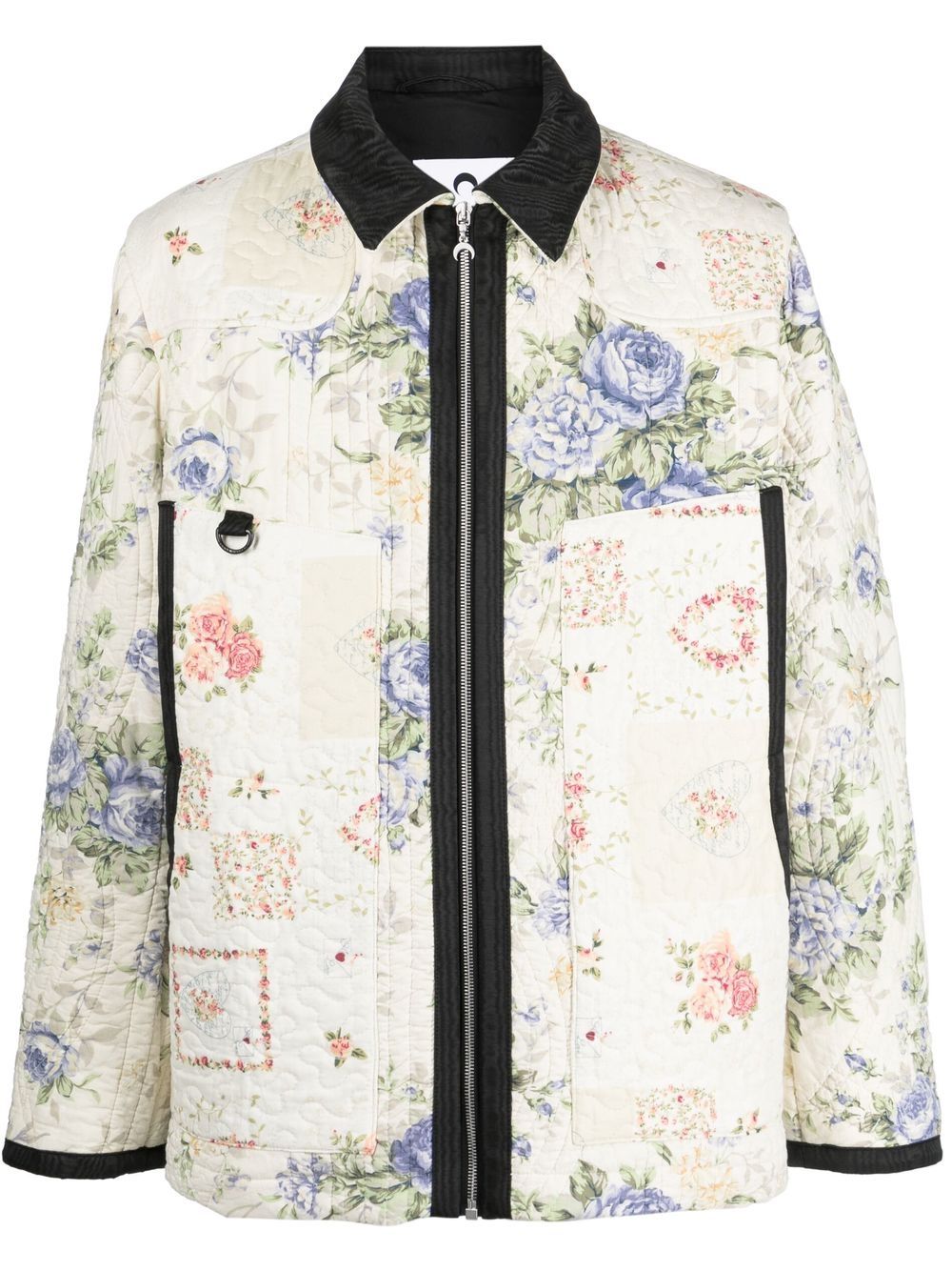 Boutis floral-print quilted jacket - White