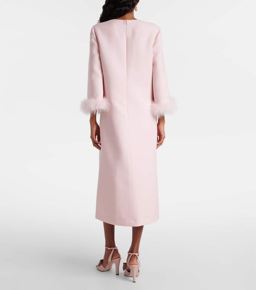 Crepe Couture feather-trimmed midi dress