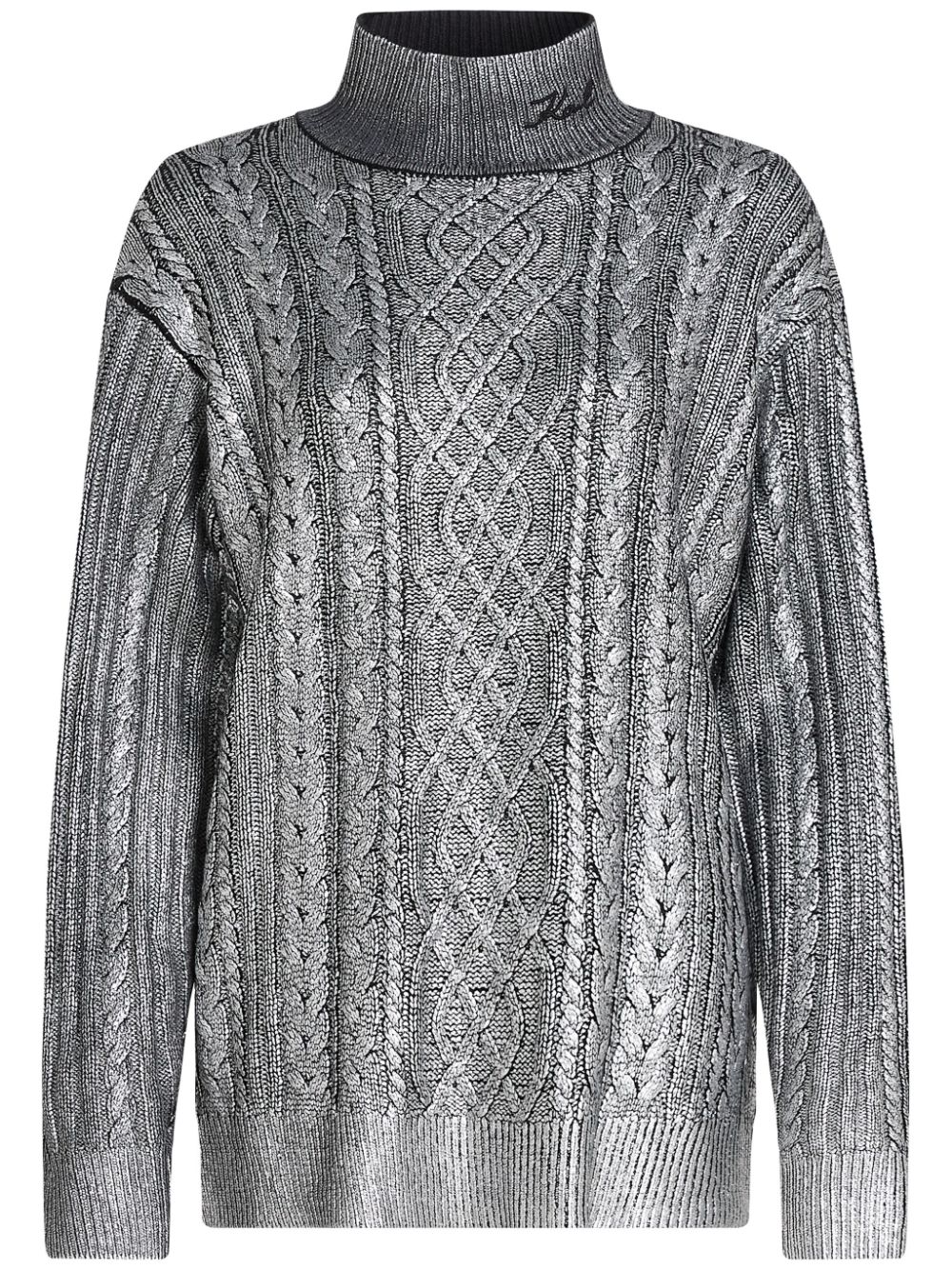 Metallic cable-knit jumper - Grey