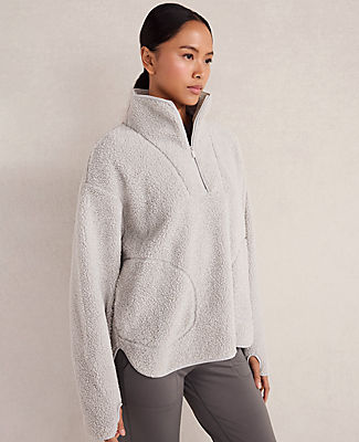 Ann Taylor Haven Well Within Sherpa Half-Zip Mock Neck Pullover