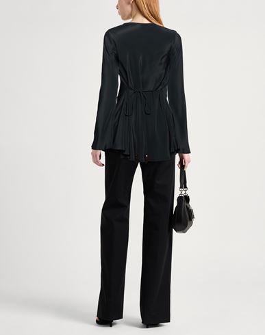 Woman Top Black Size 10 Acetate, Silk