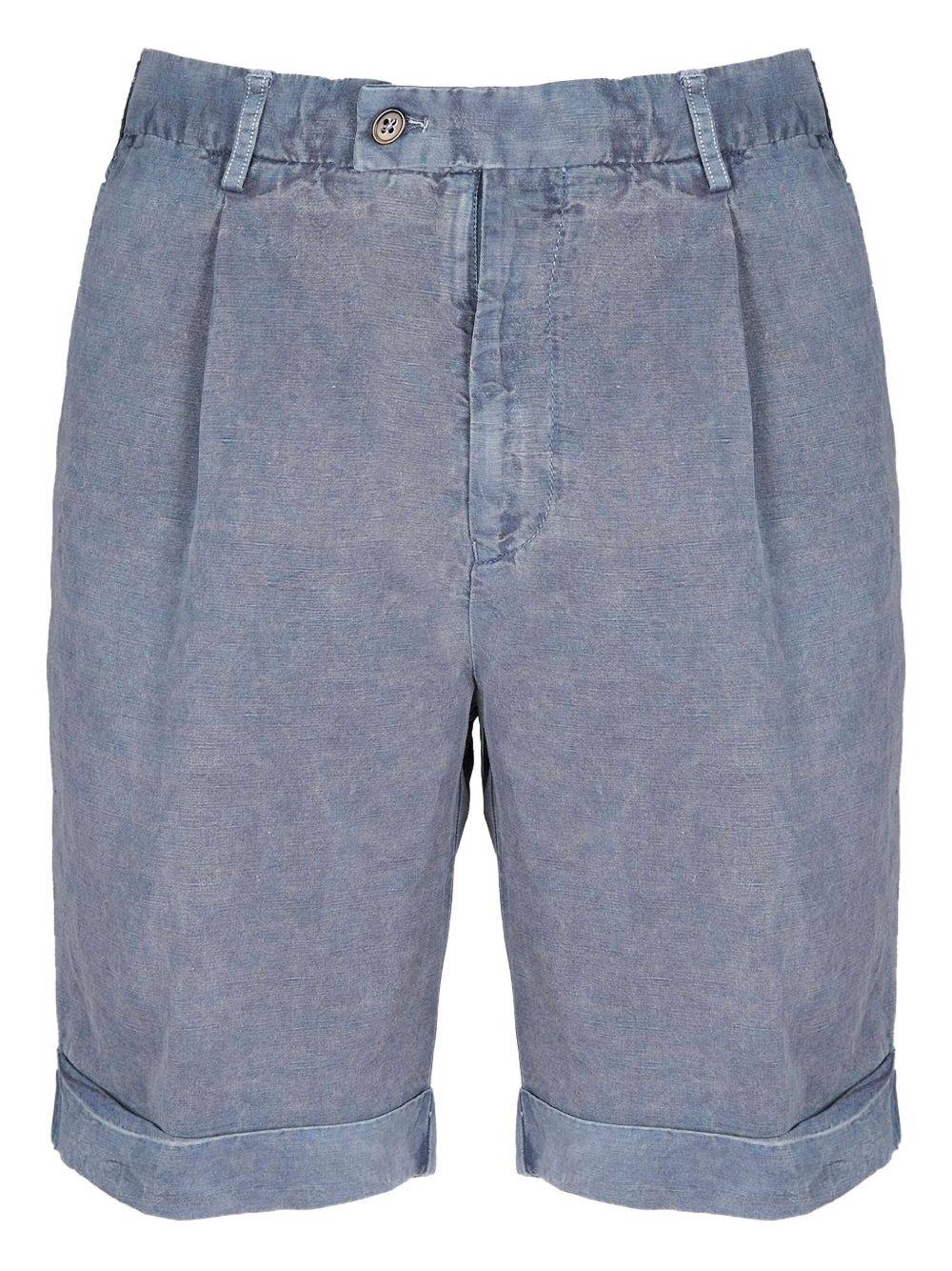 Pleat-detailed linen shorts - Blue