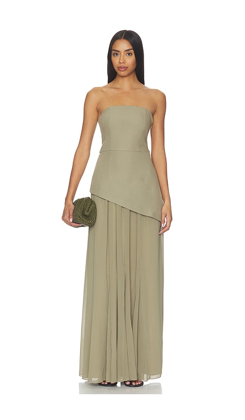& Reckless Kathryn Strapless Dress in Olive. - XS also in