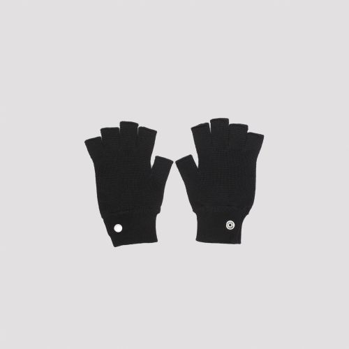 Virgin-wool fingerless gloves - Black