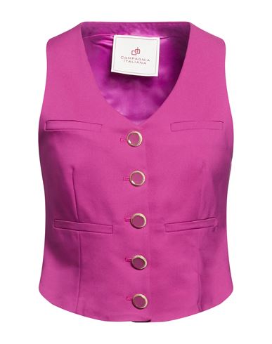 Woman Tailored Vest Fuchsia Size 10 Cotton, Polyester, Rubber