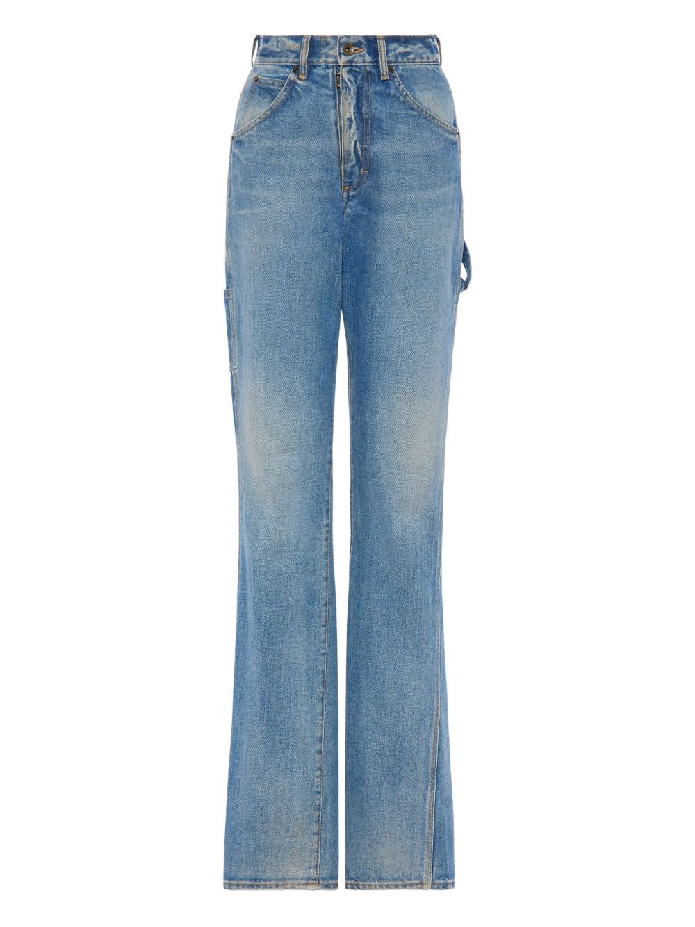 Full-Length Straight-Leg Carpenter Pants with Button & Zip Closure
