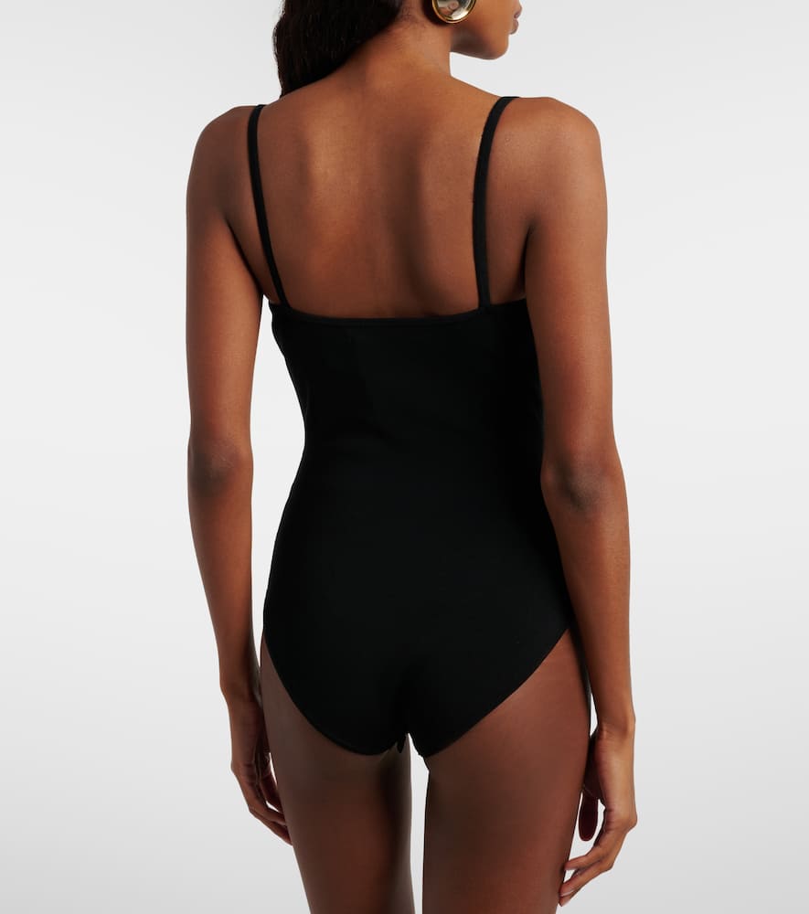 Odessa cutout embellished ribbed-knit bodysuit