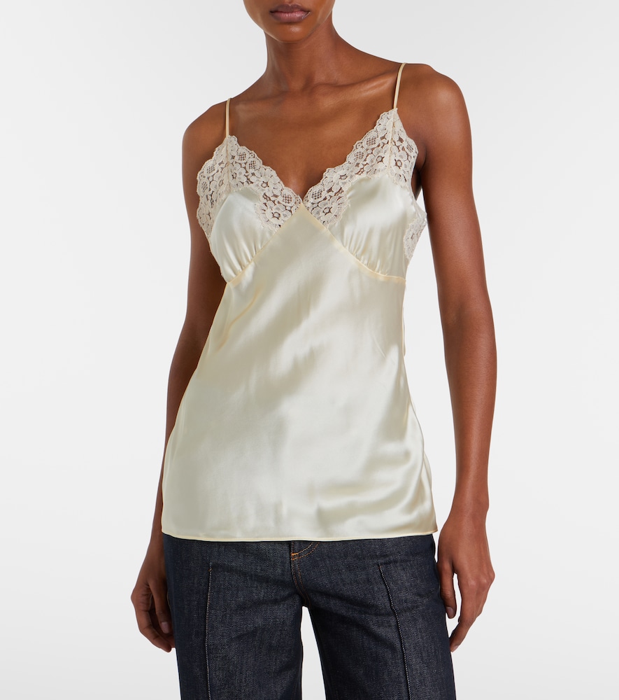 Lace-trimmed silk satin camisole