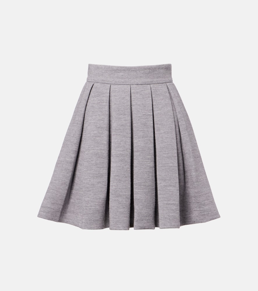 Pleated wool and cotton-blend miniskirt