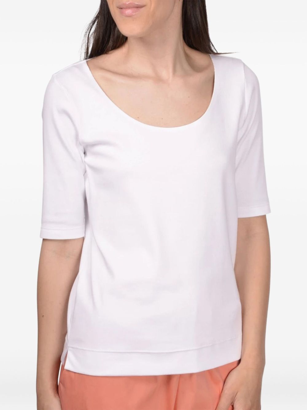 Scoop-neck cotton T-shirt - Blue