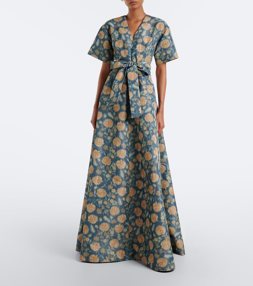 Margaretta belted floral gown