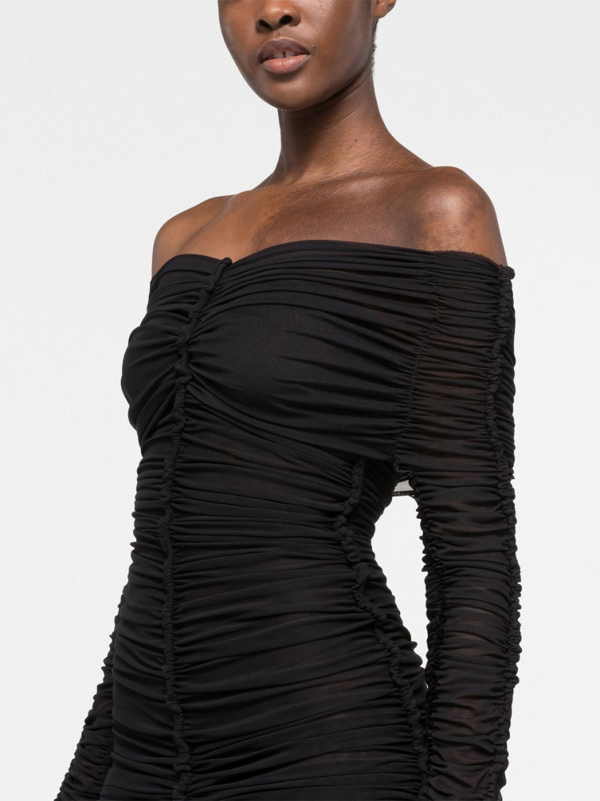 Black V-neck short dress
