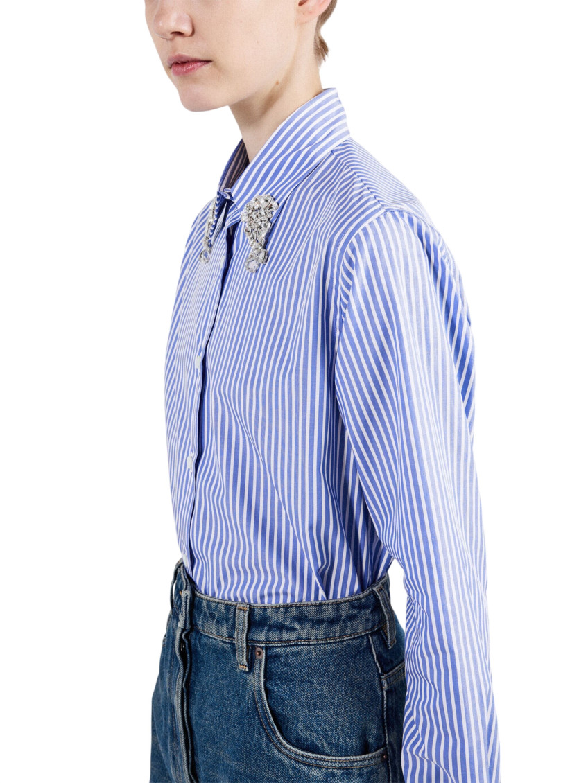 Embellished Long Sleeved Striped Shirt