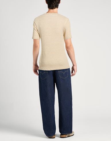 Man Sweater Sand Size M Cotton, Linen, Elastane