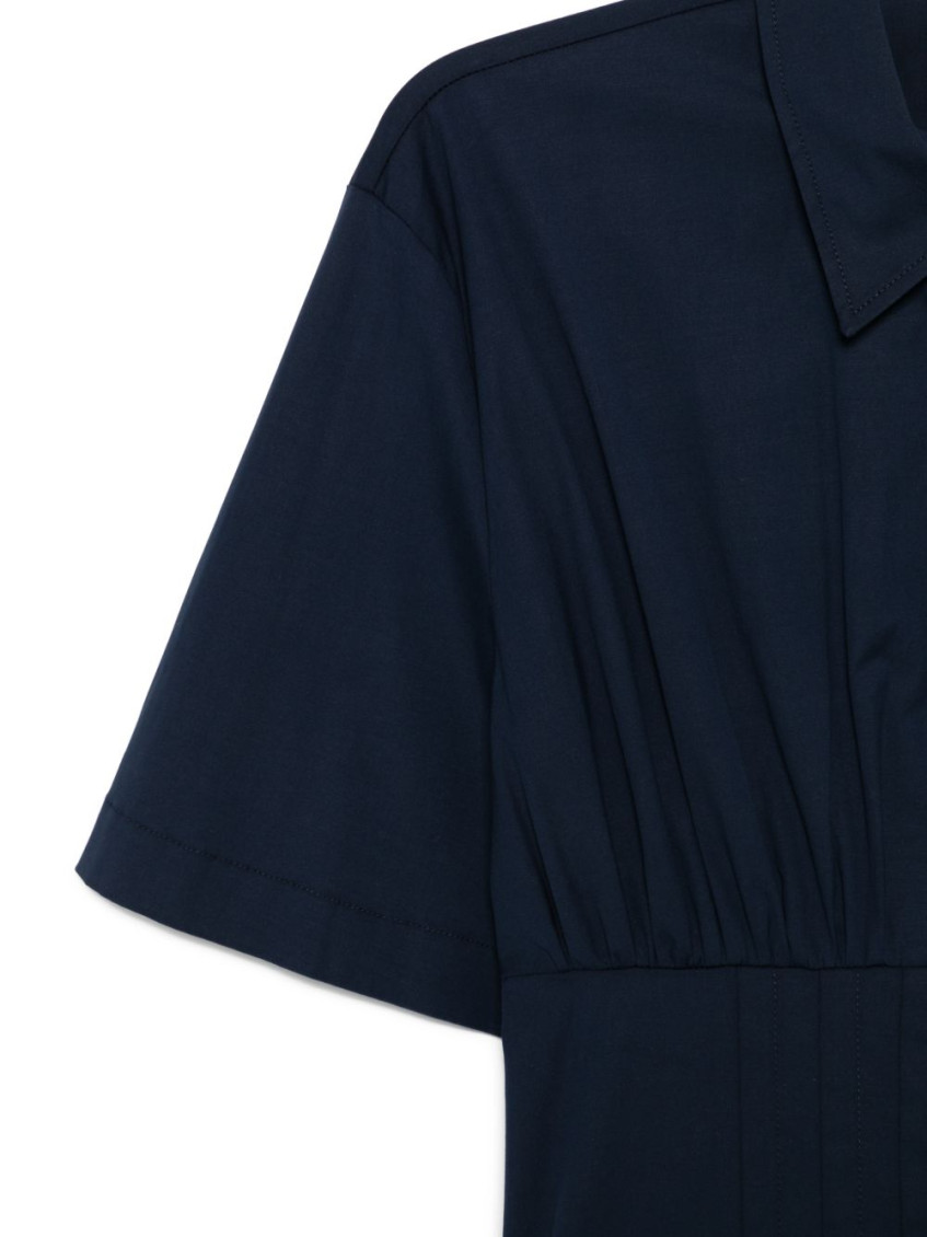 Blue Shirt Collar Midi Dress