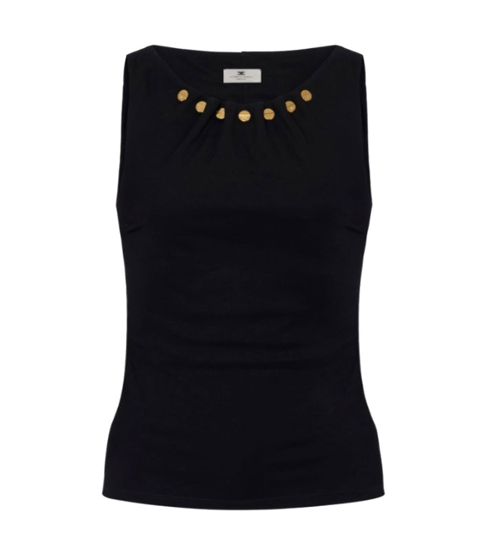 Elisabetta Franchi - fitted sleeveless top gold embellishment