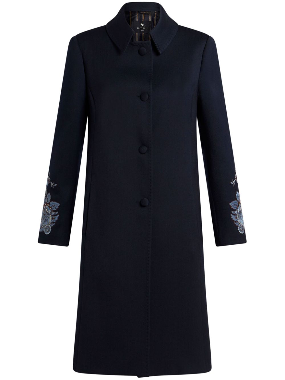Embroidered gabardine coat - Blue