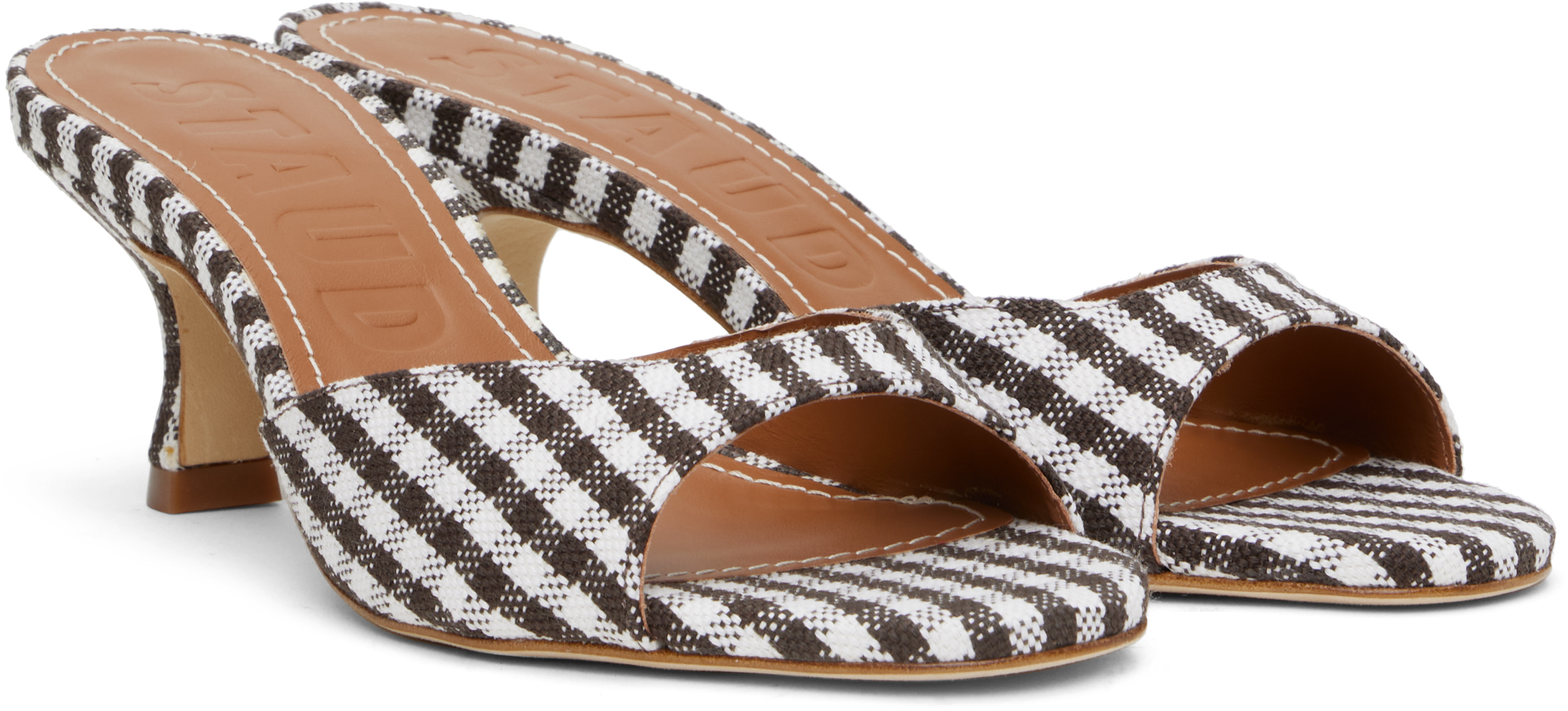 Staud Brown & White Brigitte Mules