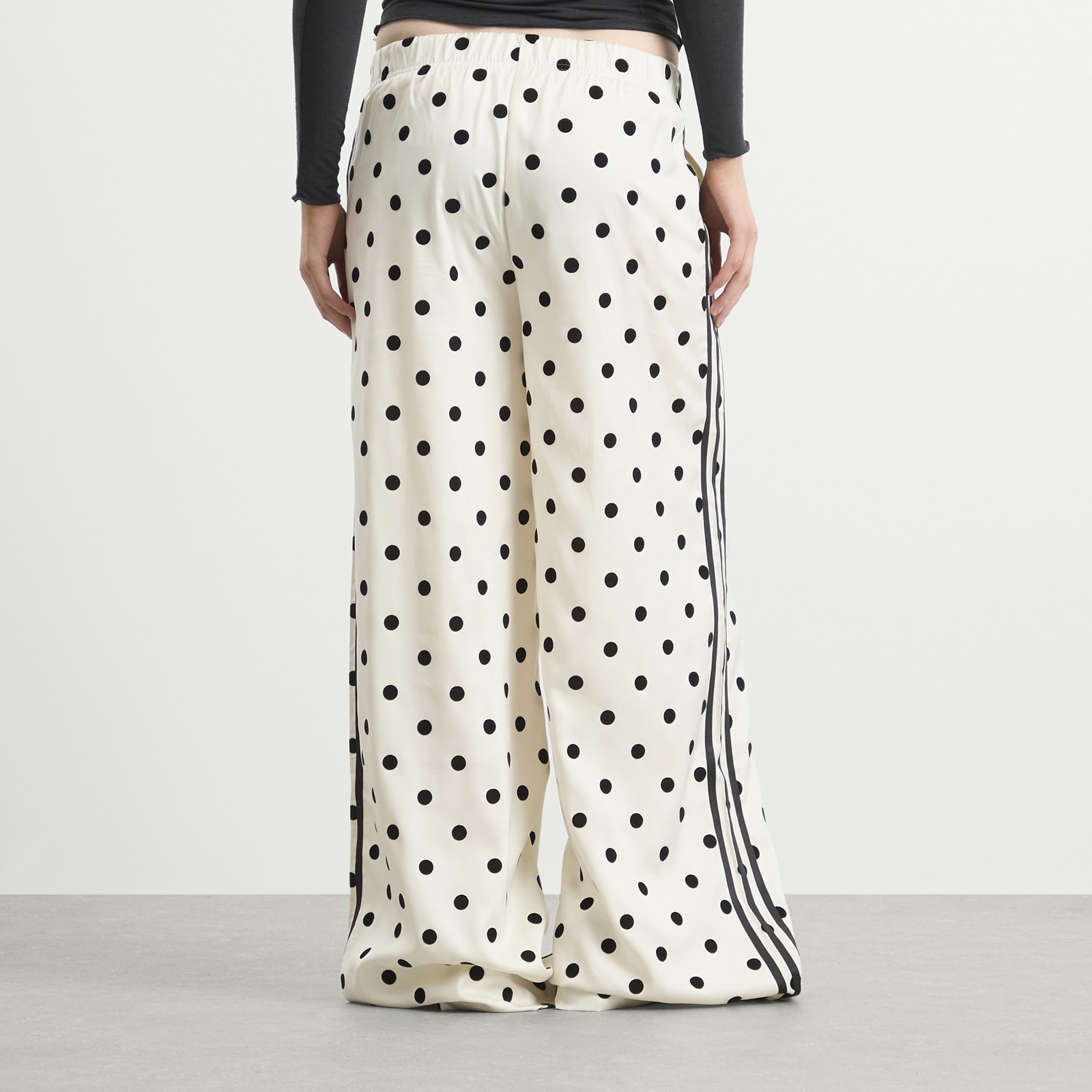 Women's Polka Dot Firebird Wide Trackpants in Off White