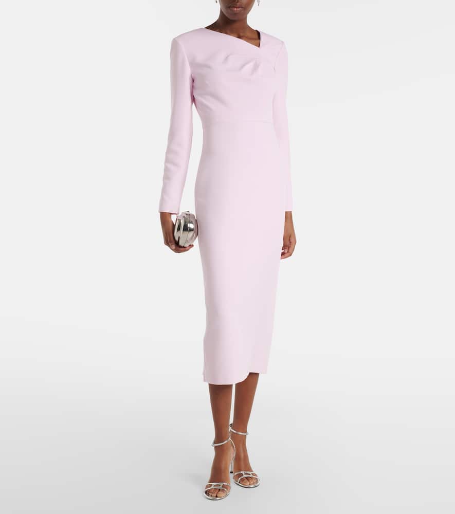 Asymmetric draped crêpe midi dress