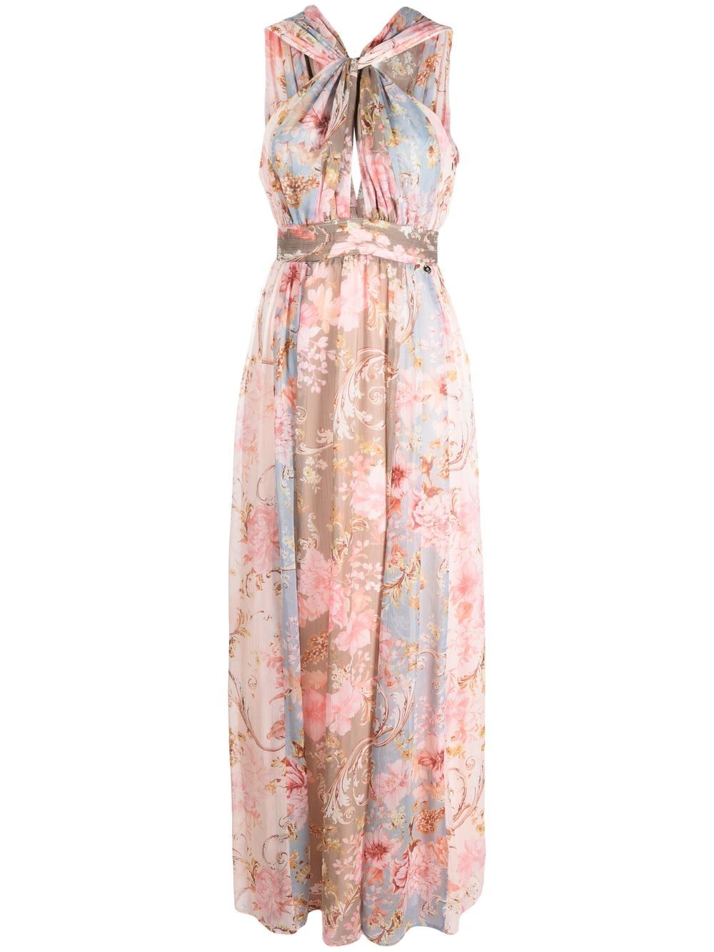 Floral-print halterneck dress - Pink