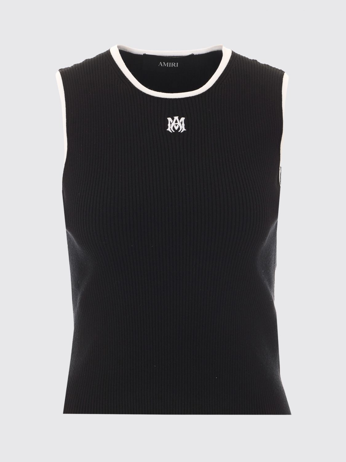 Slim Fit Ribbed-Knit Top with Embroidered Monogram