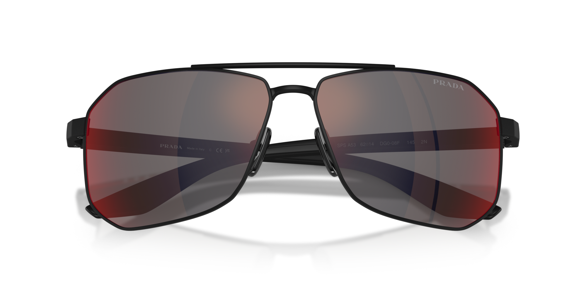 Prada Linea Rossa Man Prada Linea Rossa PS A53S DG008F Sunglasses Metal Black Grey Pilot Mirrored