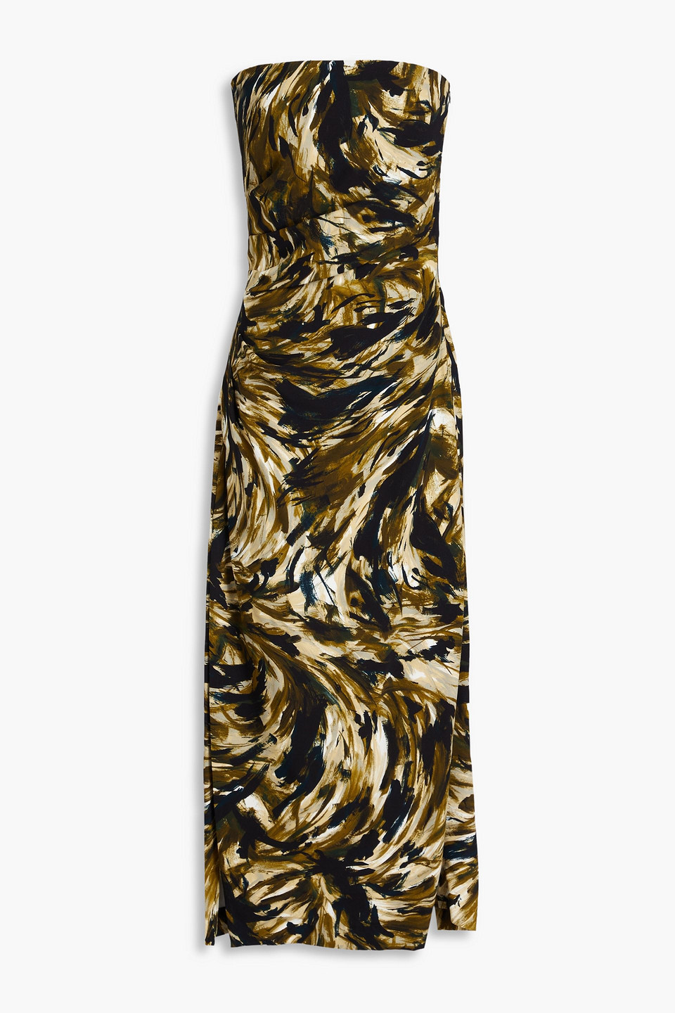 Strapless printed stretch-crepe maxi dress
