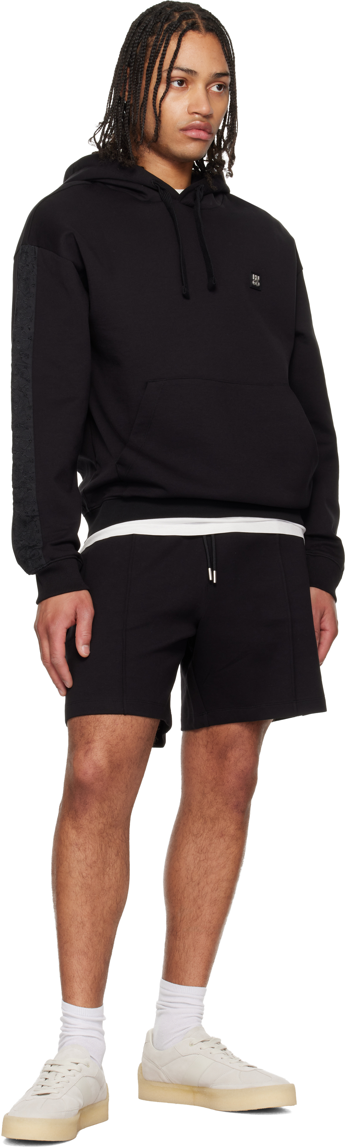Black Stacked-Logo Trim Shorts