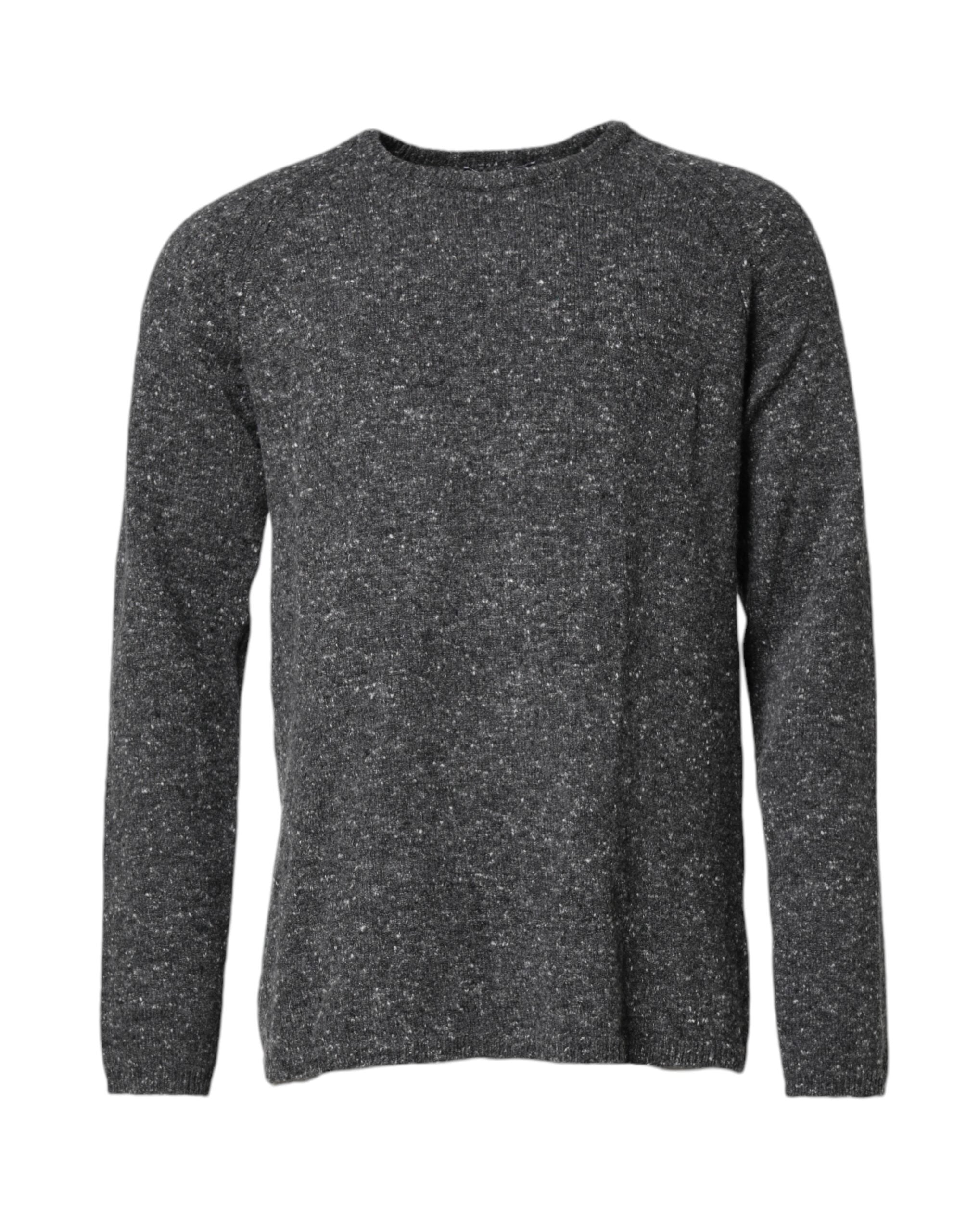 Wool-Nylon Blend Knit Sweater — Gray