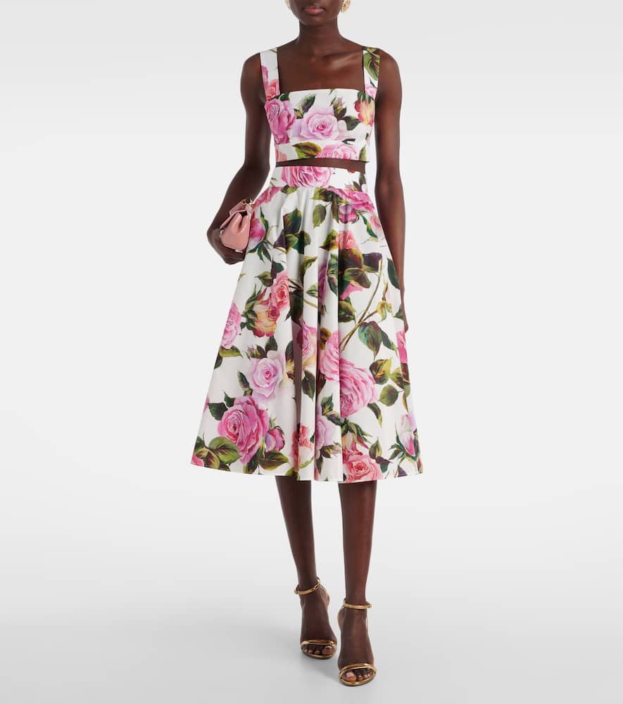 Floral cotton poplin crop top