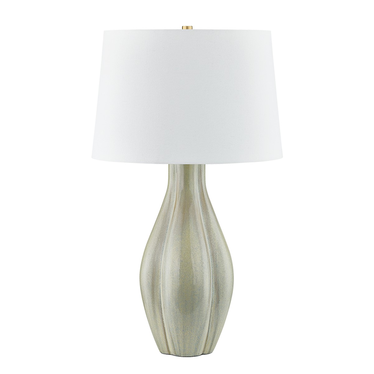 Aged Brass Ceramic Coastal Green Table Lamp from the Galloway Collection