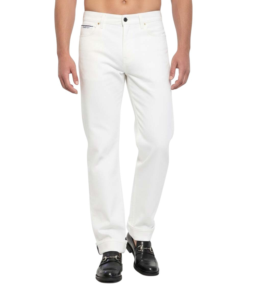 White Mid Rise Jeans