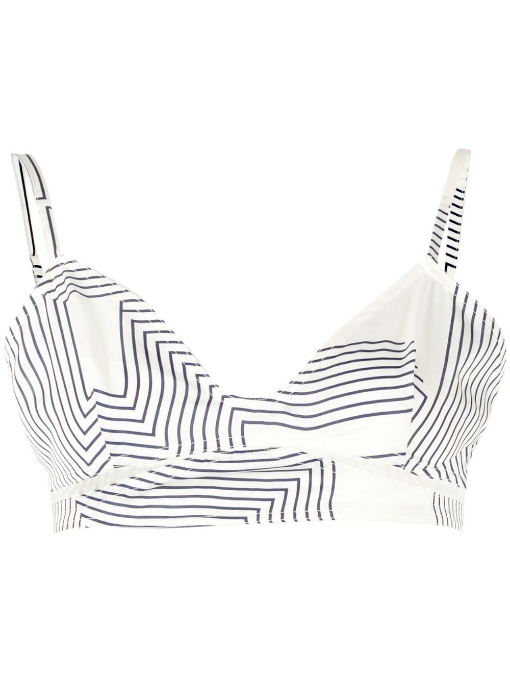 Stripe-pattern sports bra - White