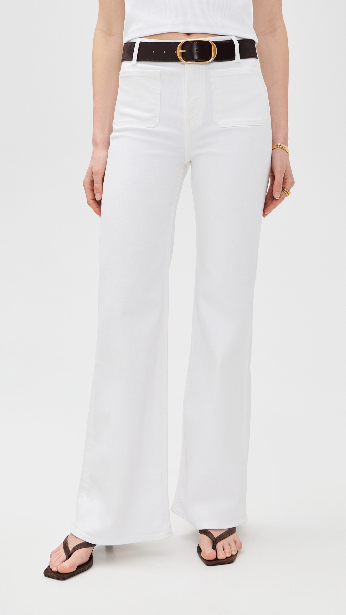 Kimberly Patch Pocket Flare Jeans Soft White