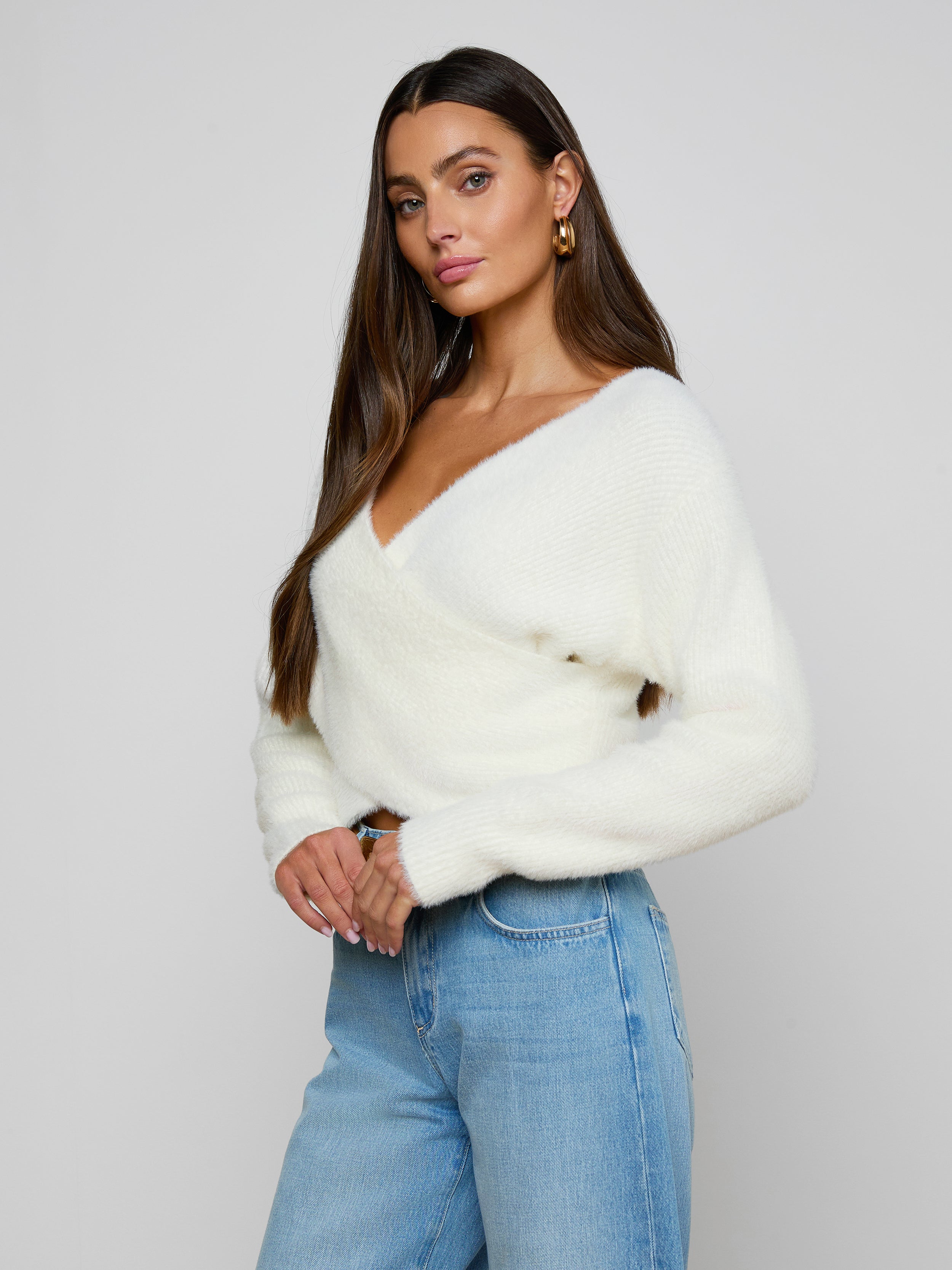Antonella Crossover Sweater In Ivory
